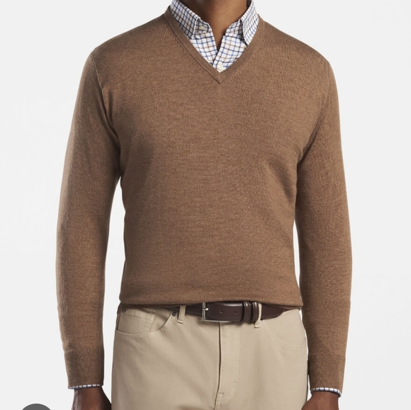 Peter Millar Other - Peter Millar Merino Wool Silk Tan V-Neck Sweater